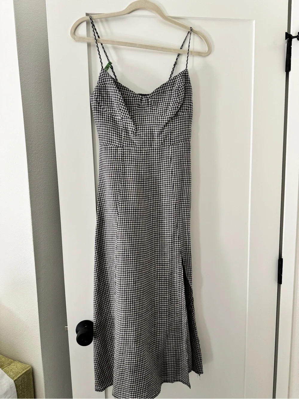 Astr the Label Figueroa Gingham Spaghetti-Strap Midi Dress Size S Linen - Picture 7 of 7